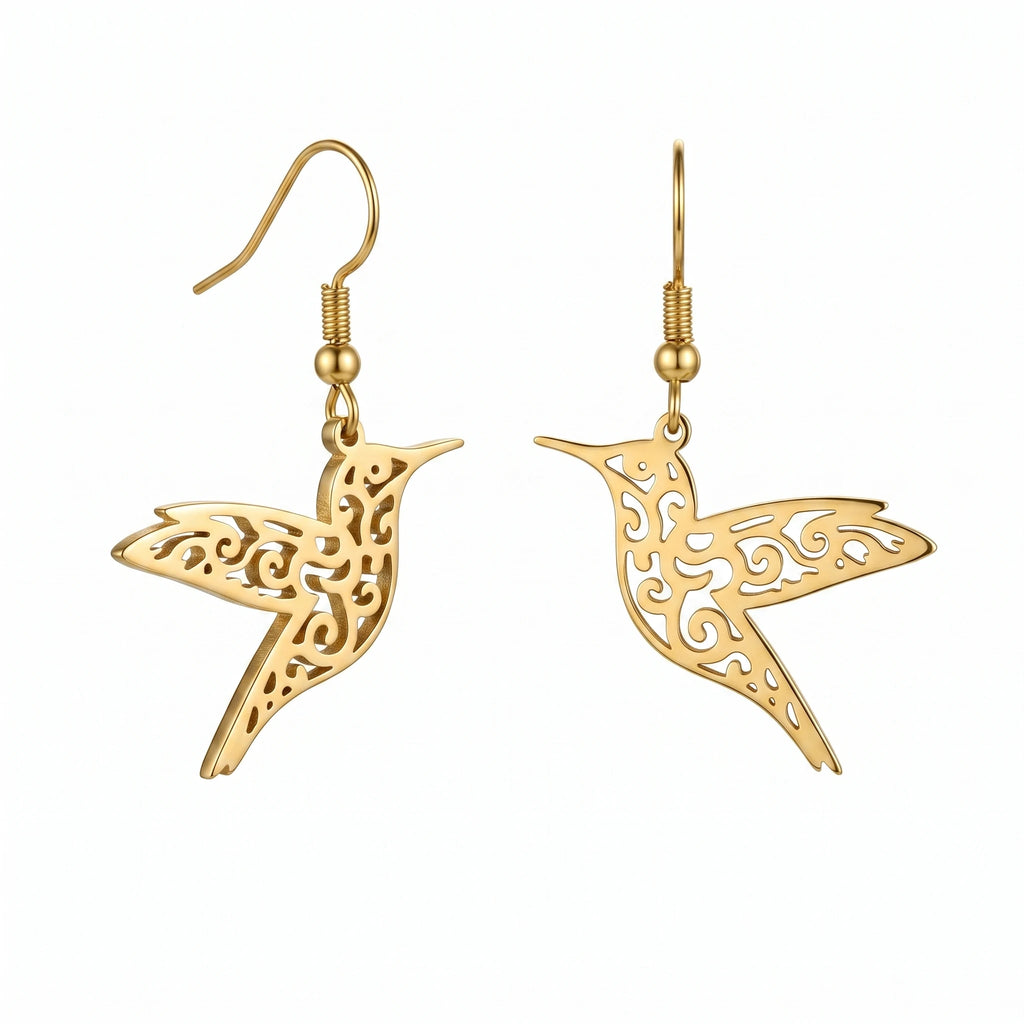 QIAOREN 10955 Hypoallergenic Stainless Steel Women's Trendy Party Earrings 18K Gold Plated Waterproof Tarnish Resistant Earrings