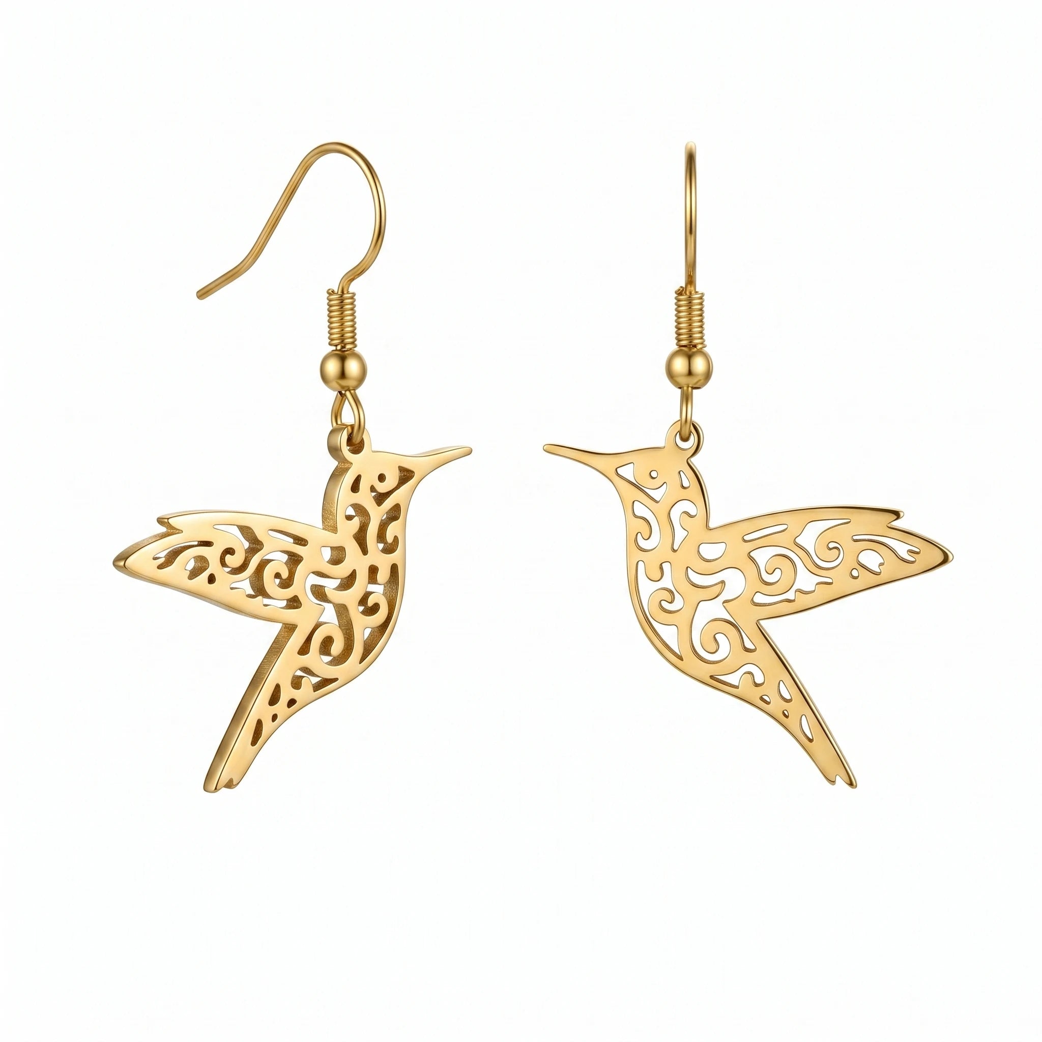 QIAOREN 10955 Hypoallergenic Stainless Steel Women's Trendy Party Earrings 18K Gold Plated Waterproof Tarnish Resistant Earrings