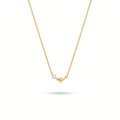 QIAOREN 13931 Thin Oval Link Chain Pendant Necklace with Mini Smiling Dolphin Charm & Single Smooth White Pearl