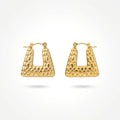 QIAOREN12565Wholesale Hammered Open Triangle Huggie Hoops Glossy Gold Stainless Steel Geometric Textured Earrings Trendy Jewelry