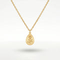 QIAOREN 11327 18K Gold Plated Teardrop Rose Engraved Pendant Necklace Stainless Steel Tarnish Free Waterproof Jewelry