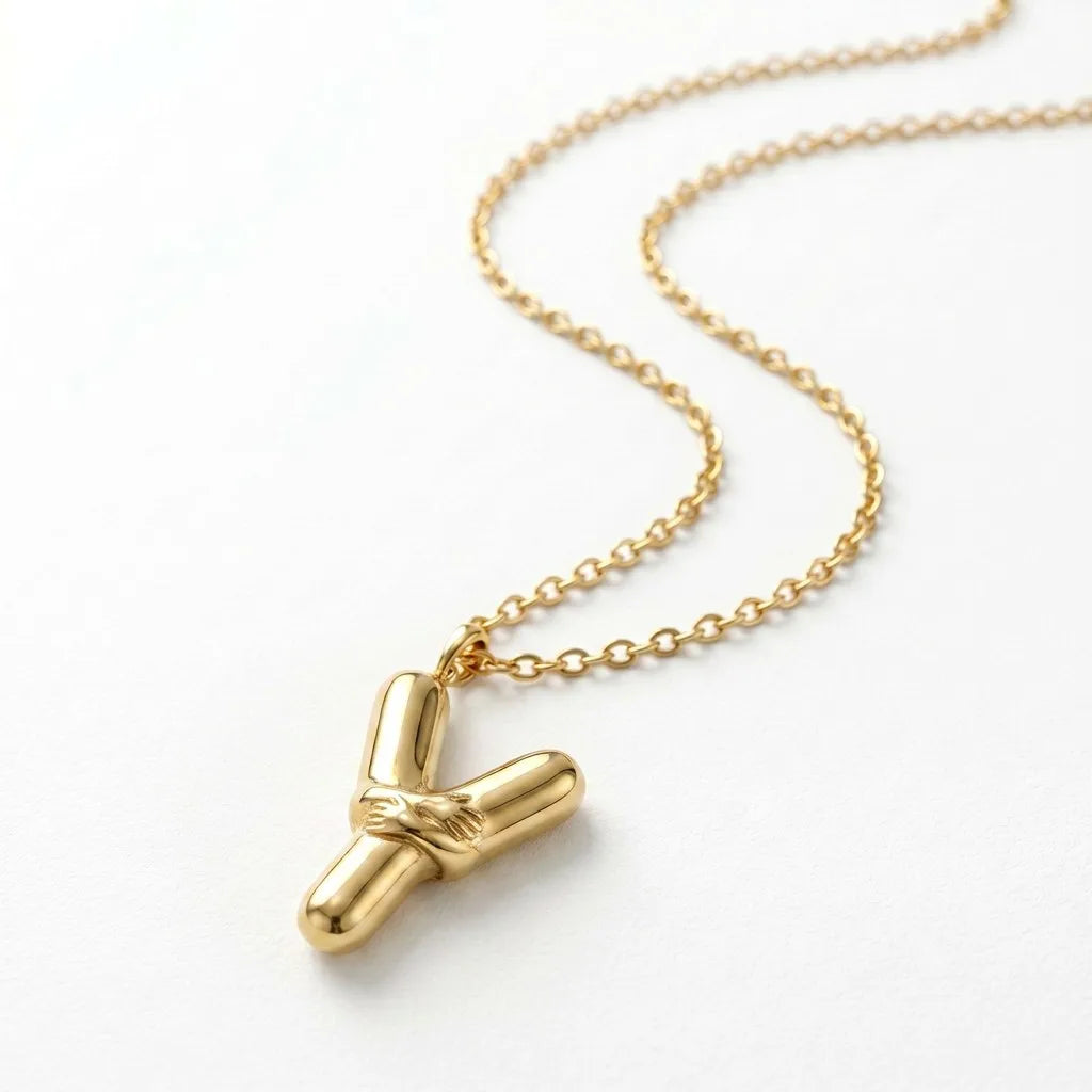 QIAOREN A-Z 26 Letter Initial Necklace Stainless Steel Gold Silver Alphabet Pendant Personalized Name Jewelry Gift for Women