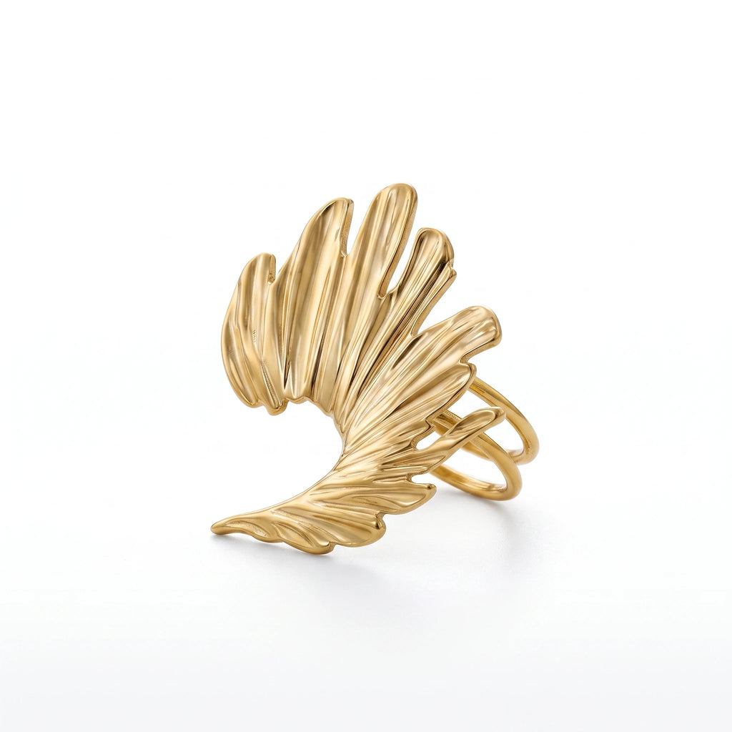 QIAOREN 14251- 61 Vintage Textured Gold Open Cuff Ring Set, Hippie Bohemian Stackable Adjustable Rings for Women