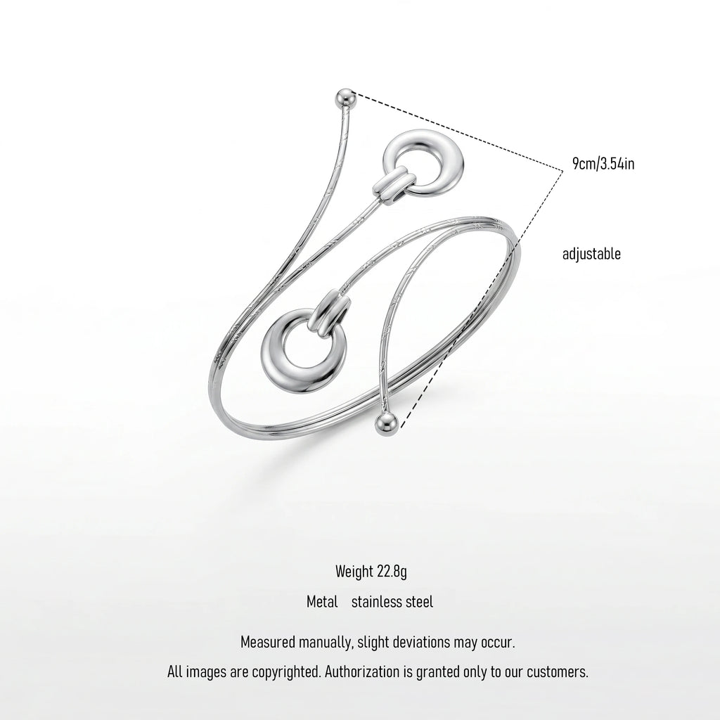 QIAOREN 12826 Premium Artistic Multi Wrap Armlet Unique Silver Geometric Bangle Adjustable Upper Arm Bracelet Wholesale Supplier