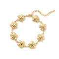 QIAOREN 12065 18K Gold Plated Stainless Steel Beaded Bracelet Zircon Adjustable Extension Chain Women's Elegant Daily Jewelry