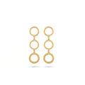 QIAOREN 11856 Trendy Triple Circle Dangle Earrings Stainless Steel Gold Geometric Hollow Ring Drop Earrings for Women US EU