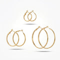 QIAOREN 13195 Gold Plated Stainless Steel Hoop Earrings for Women Lightweight Minimalist Large Round Fashion Jewelry
