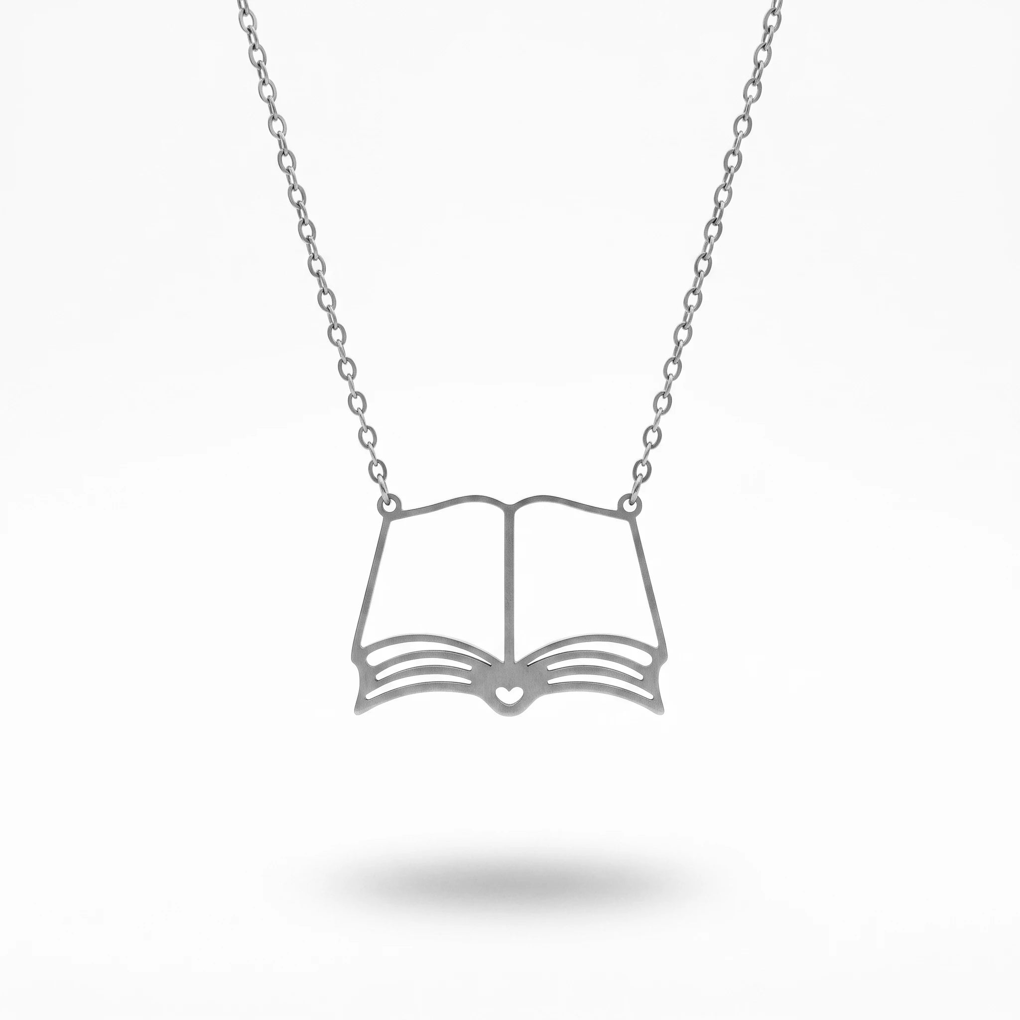 QIAOREN 10806 Hypoallergenic Gold Plated Stainless Steel Open Book Charm Necklace Unisex Dainty Trendy Everyday Bookish Jewelry