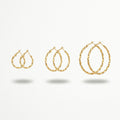 QIAOREN 12312 Gold Plated Hammered Oval Hoop Earrings for Women Stainless Steel Textured Minimalist Fashion Jewelry