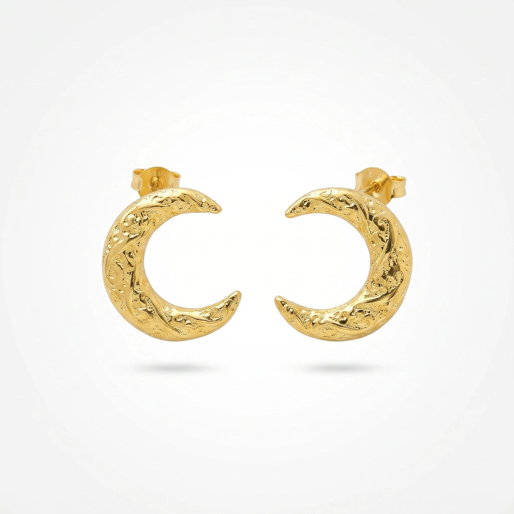 QIAOREN 13243 18K Gold Plated 316L Stainless Steel Mini Moon Earrings Cute Polished Spot Moon Earring