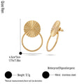 QIAOREN 14557 Stainless Steel Sunburst Hoop Earrings Minimalist Statement Drop Earrings Waterproof Hypoallergenic Jewelry