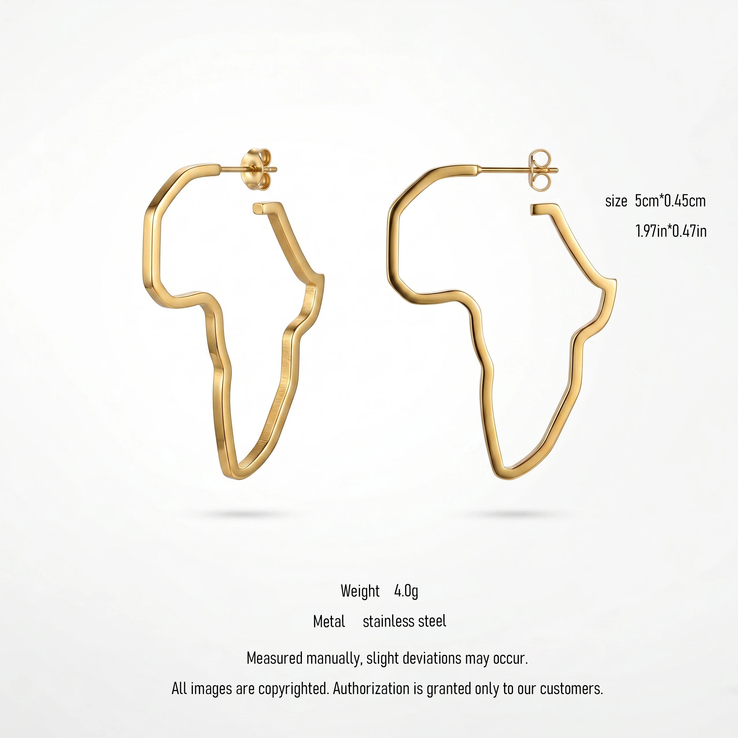 QIAOREN 10971 Ethnic Africa Outline Stud Earrings 18K Gold Plated Stainless Steel Women's Party Jewelry by Qiaoren