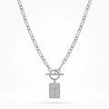 QIAOREN 11819 Waterproof Toggle Clasp Cross Pendant Necklace 18K Stainless Steel Paperclip Chain Durable All-Day Wear Jewelry