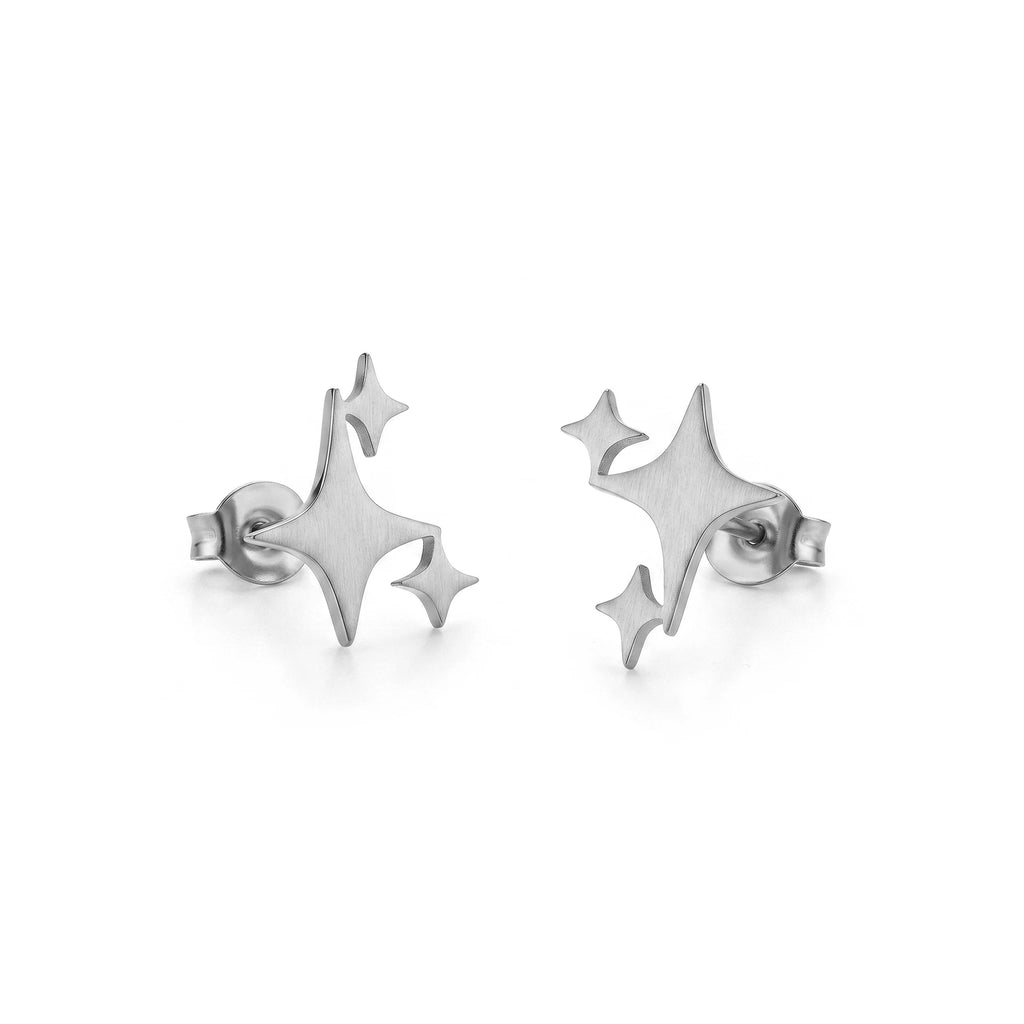 QIAOREN 11770 Minimalist Matte Multi Star Stud Earrings Gold Stainless Steel Celestial Fashion Jewelry for Western Girls Casual