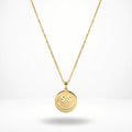 QIAOREN 11782 Ins Trendy Money Eyes Smiley Face Stainless Steel Necklace Gold Round Disc Pendant Accessory for American European