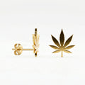 QIAOREN 10967 18K Gold Plated  Leaf Stud Earrings, Stainless Steel Boho Statement Jewelry