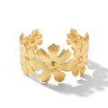 QIAOREN 12699Boho Irregular Big Small Flower Open Gold Bangle Hypoallergenic Stainless Steel Floral Stackable Bracelet Wholesale
