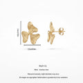 QIAOREN 14015 Matte Gold Three Petal Textured Flower Stud Earrings with Round Ball Center