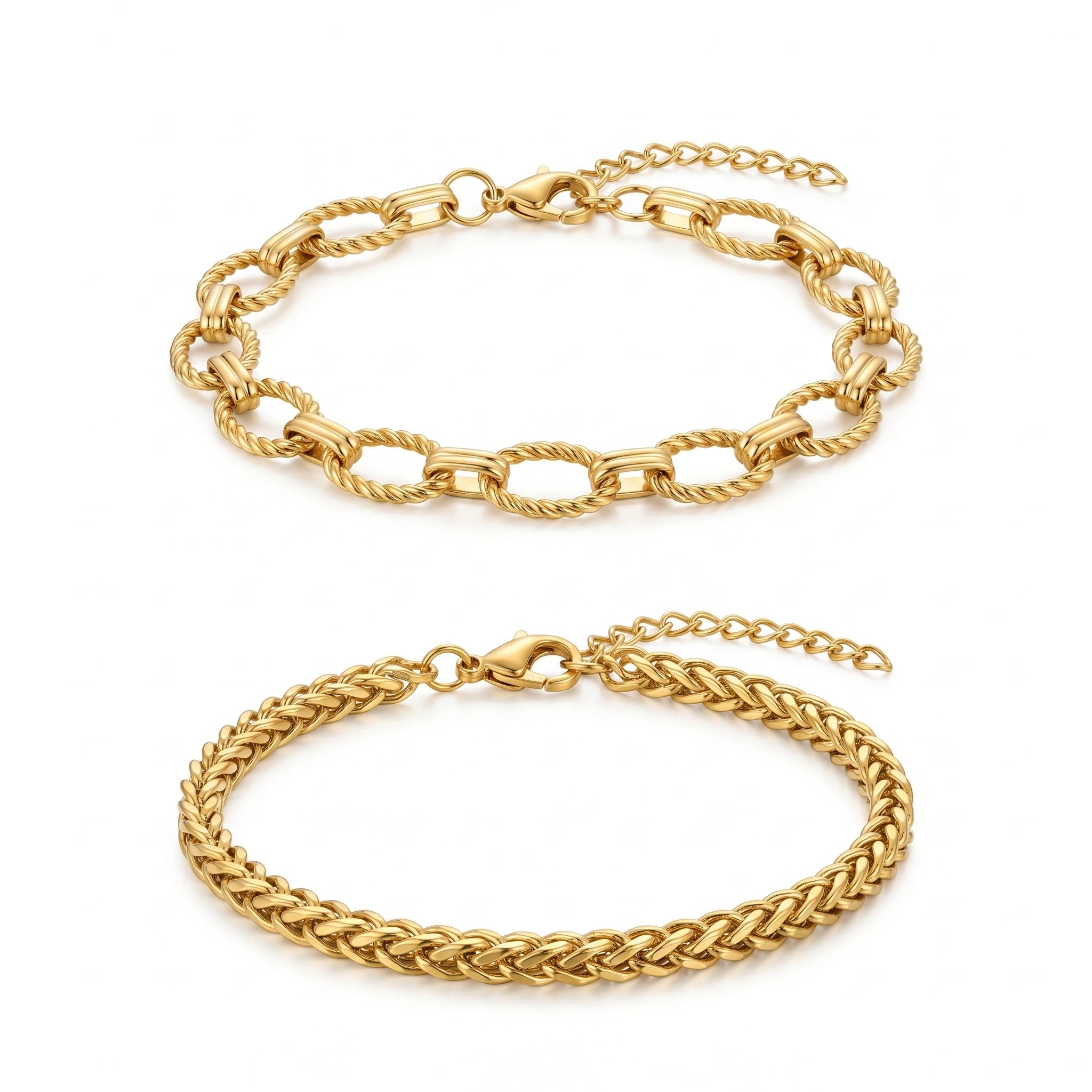 QIAOREN 10672 Trendy Stainless Steel Gold Rope Chain Bracelet Fashion Waterproof Jewelry for Women Daily Wear