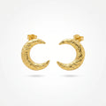 QIAOREN 13243 18K Gold Plated 316L Stainless Steel Mini Moon Earrings Cute Polished Spot Moon Earring