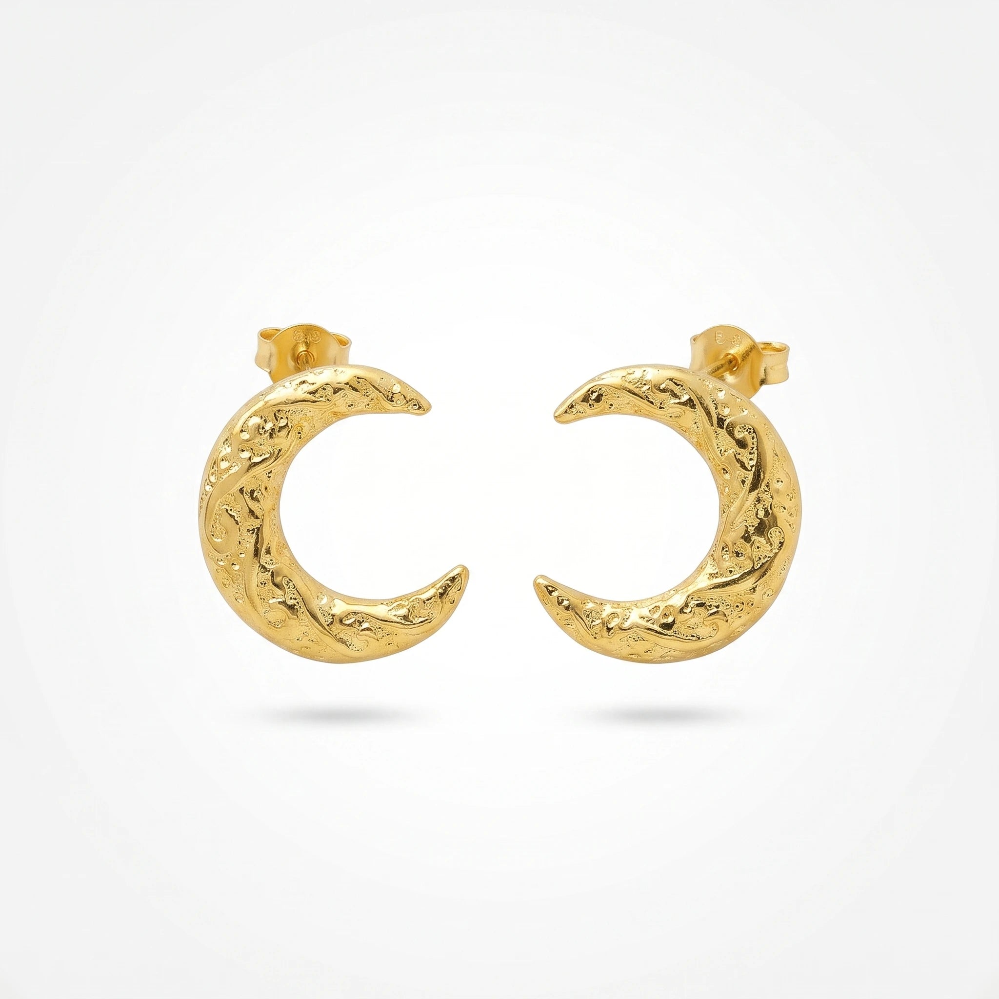QIAOREN 13243 18K Gold Plated 316L Stainless Steel Mini Moon Earrings Cute Polished Spot Moon Earring
