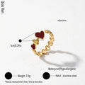 QIAOREN 14180-83 Red Enamel Heart & Sun Open Ring Set, Irregular Love Shape Adjustable Stackable Ring Jewelry Gift