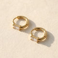 QIAOREN 12173-77 Classic Rectangular Colorful CZ Hoop Earrings Gold Plated Stainless Steel  Fashion Jewelry for Western Girls