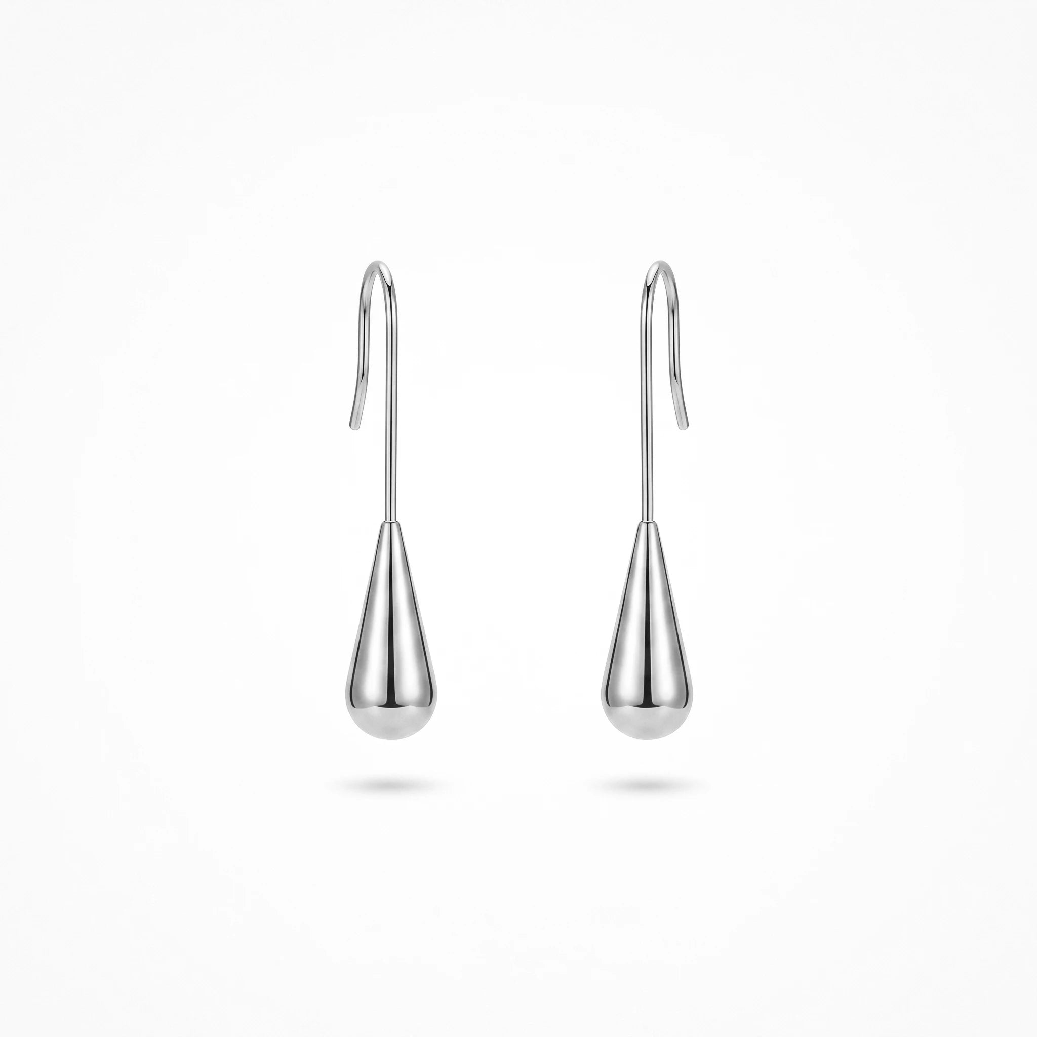 QIAOREN 12762 Stainless Steel Gold Teardrop Drop Earrings Long Wire Hook Smooth Water Dangle Minimalist Women Daily Jewelry Gift