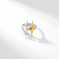 QIAOREN 12923-27 18K Gold Plated 316L Stainless Steel Two Tone Snake Star Adjustable Rings Set Tarnish Free Waterproof Jewelry