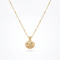 QIAOREN 13550 Stainless Steel Seashell Pendant Necklace Gold Colorful CZ Shell Charm Beach Jewelry Summer Necklace for Women
