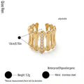 QIAOREN 14251- 61 Vintage Textured Gold Open Cuff Ring Set, Hippie Bohemian Stackable Adjustable Rings for Women