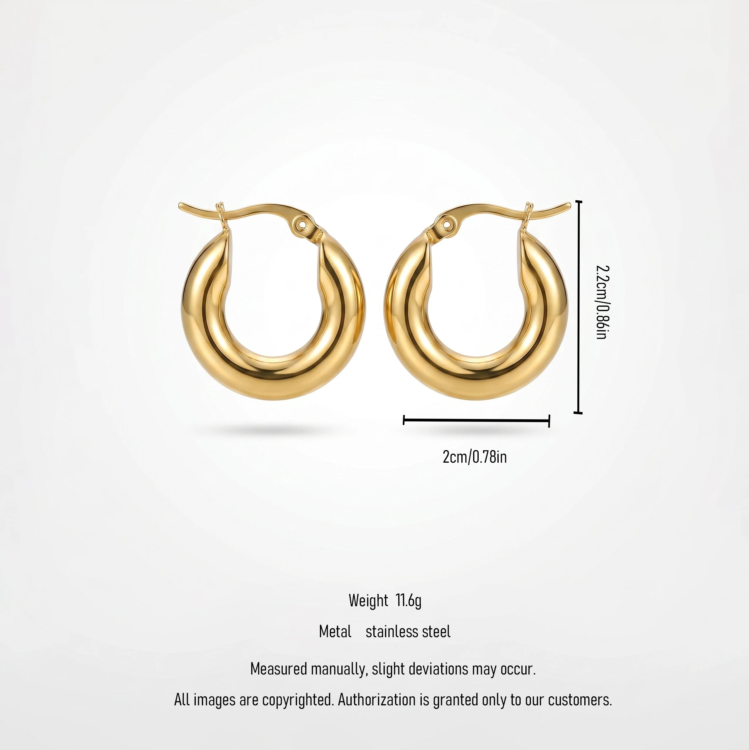 QIAOREN 12412 Waterproof Tarnish Free Chunky Balloon Hoops Gold Stainless Steel Puffy Bellied Teardrop French Clasp Earrings US