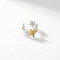 QIAOREN 12964-67 Gold Plated Stainless Steel Two Tone Snake Star Adjustable Rings Set Tarnish Free Waterproof Jewelry