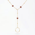 QIAOREN 10763 Dainty Red Beaded Flower Stainless Steel Finger Chain Bracelet Hand Chain for Summer