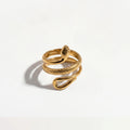 QIAOREN Stainless Steel Stackable Rings Set PVD Gold Plated Adjustable Open Ring Jewelry for Women
