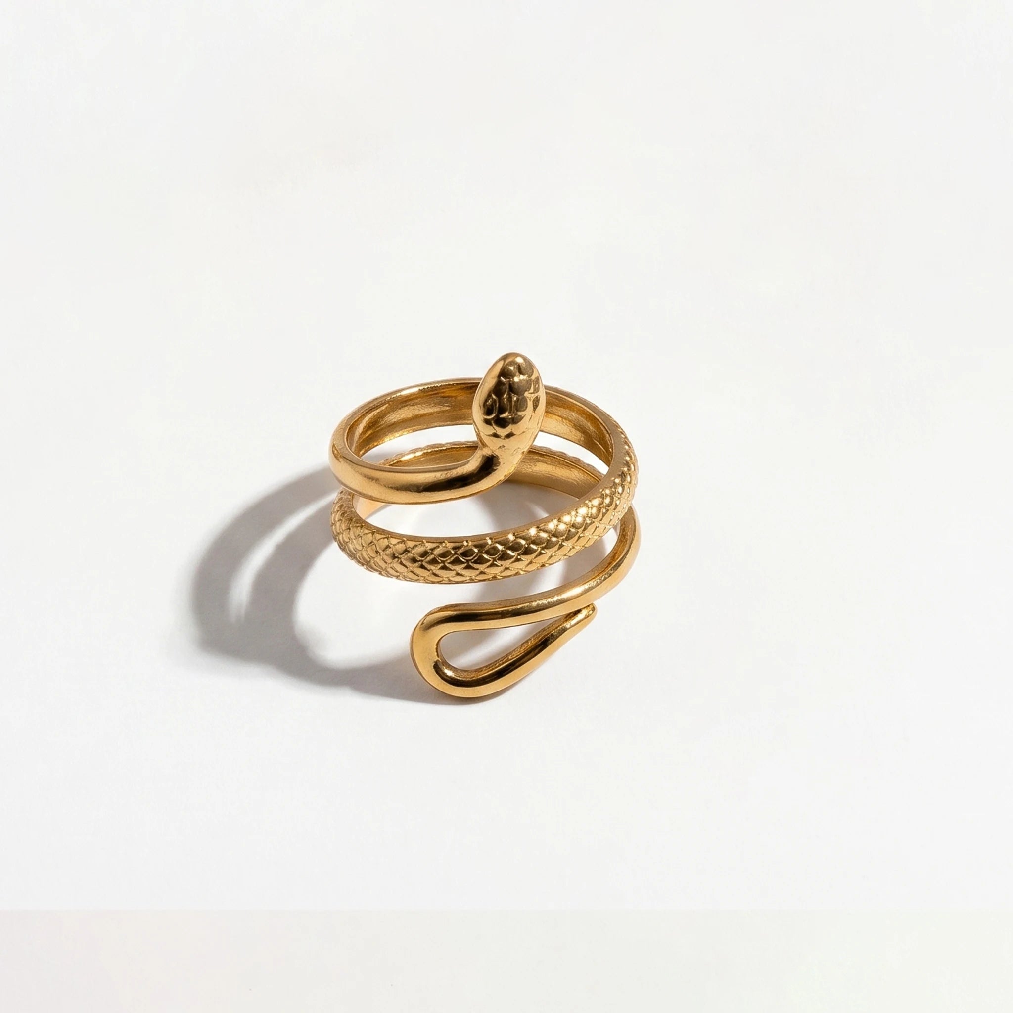 QIAOREN Stainless Steel Stackable Rings Set PVD Gold Plated Adjustable Open Ring Jewelry for Women