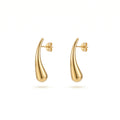 QIAOREN 12767 Stainless Steel Polished Gold Teardrop Stud Earrings Curved Water Drop Minimalist Statement Women Ear Jewelry Gift