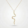 QIAOREN 11241 Delicate Edgy Snake Pendant Necklace 18K Gold Plated Stainless Steel Everyday Wear Jewelry for Women