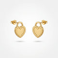 QIAOREN 13247 18K Gold PVD Plated Stainless Steel Hammered Heart  Stud Earrings Mini Embossed Honey Heart Ear Studs