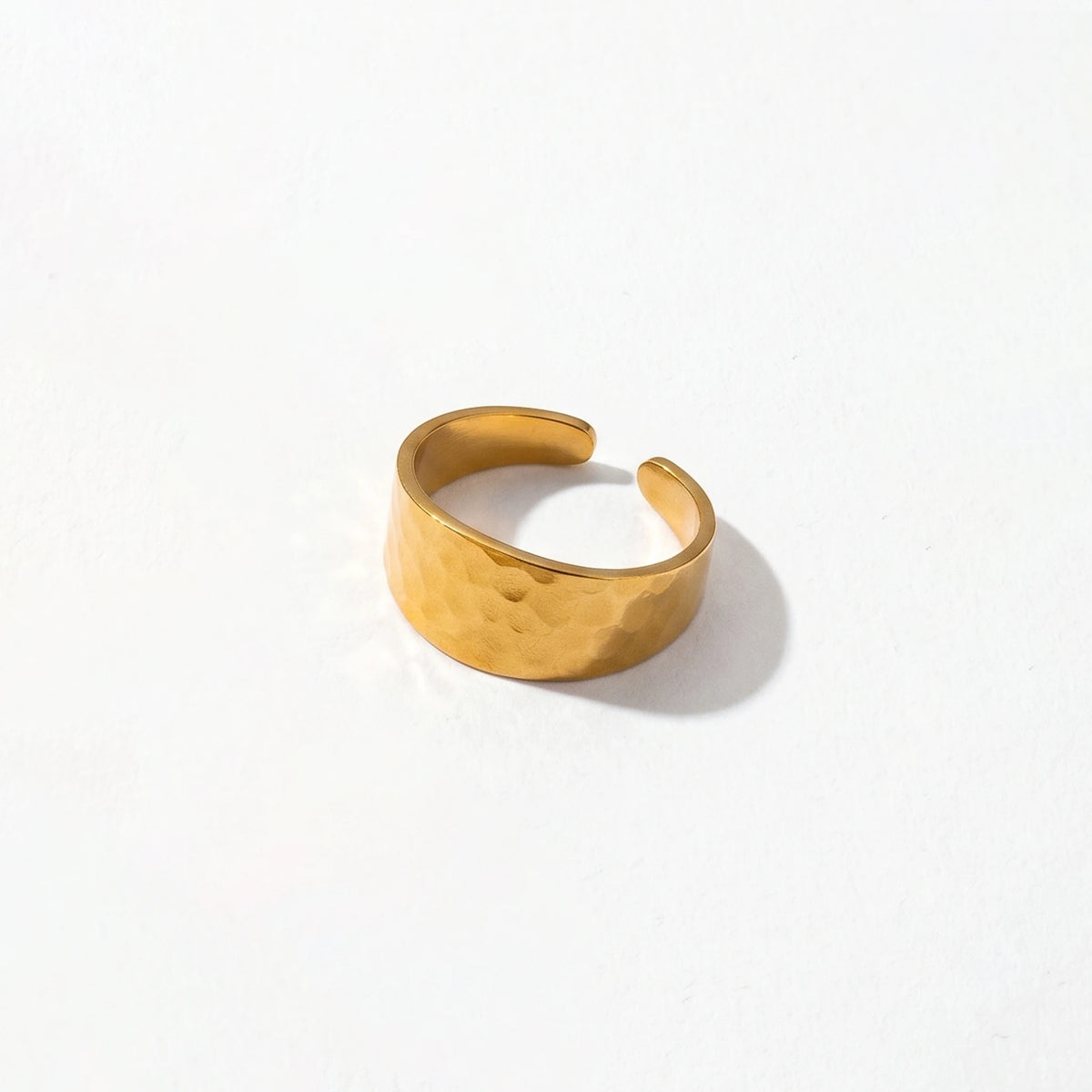 QIAOREN 10706 18K Gold Plated Stainless Steel Waterproof Open Ring Set | 5Pcs Adjustable Stackable Rings