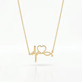 QIAOREN 11753 Waterproof Heartbeat Love Necklace 18K Gold Stainless Steel Beach & Everyday Wear