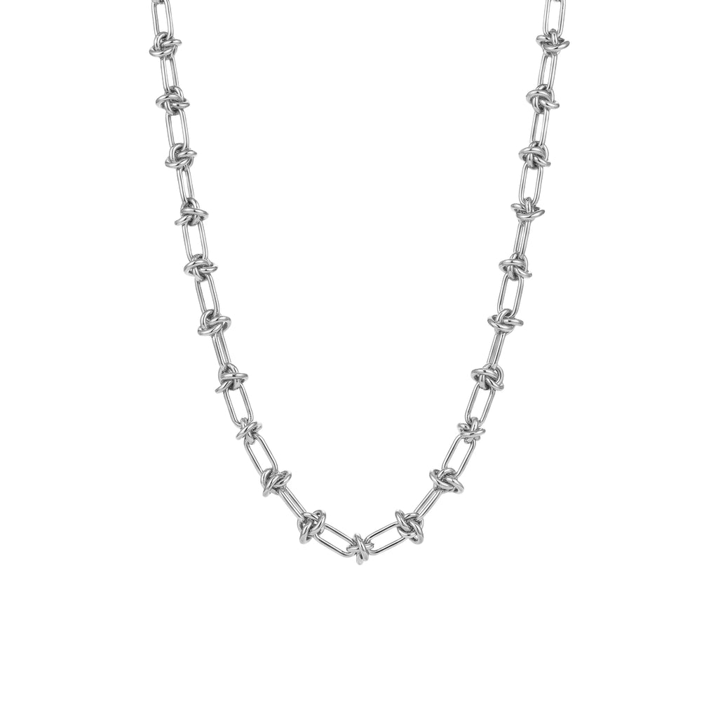 QIAOREN 11967European Hot Selling Hypoallergenic Stainless Steel  Knot Chain Necklace Twisted Knot Paperclip Link Necklaces