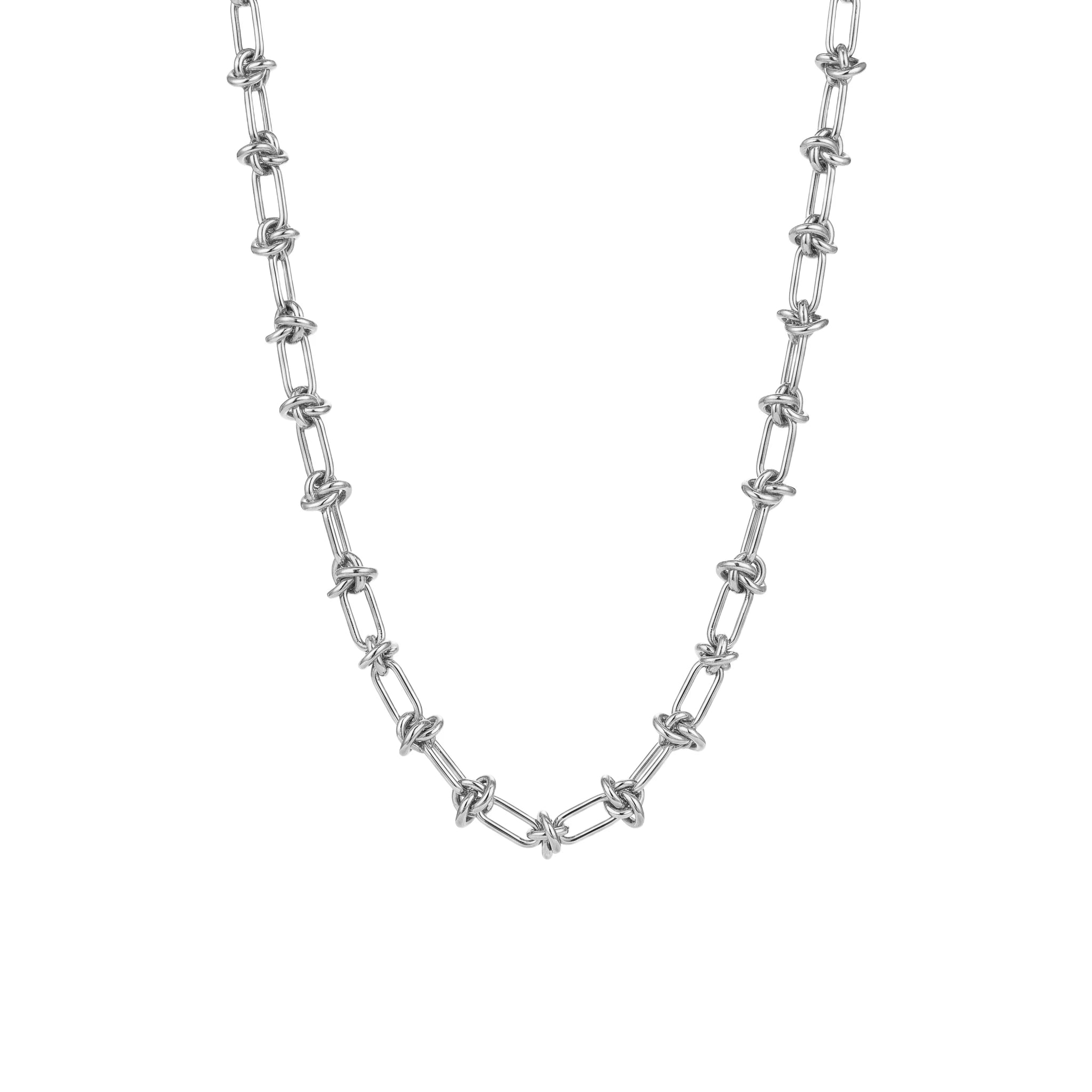 QIAOREN 11967European Hot Selling Hypoallergenic Stainless Steel  Knot Chain Necklace Twisted Knot Paperclip Link Necklaces
