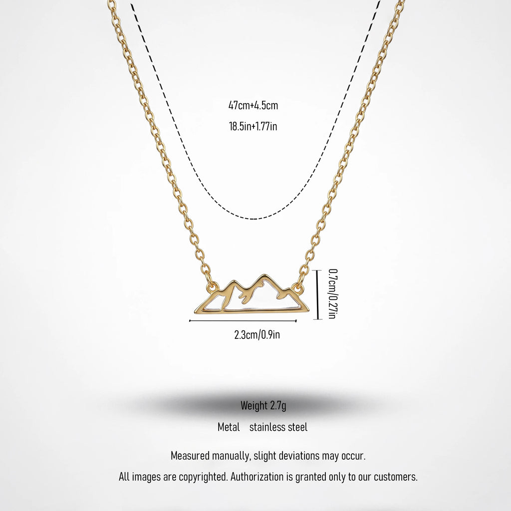 QIAOREN 13418 Stainless Steel Mountain Pendant Necklace Minimalist Nature Inspired Adventure Jewelry for Women