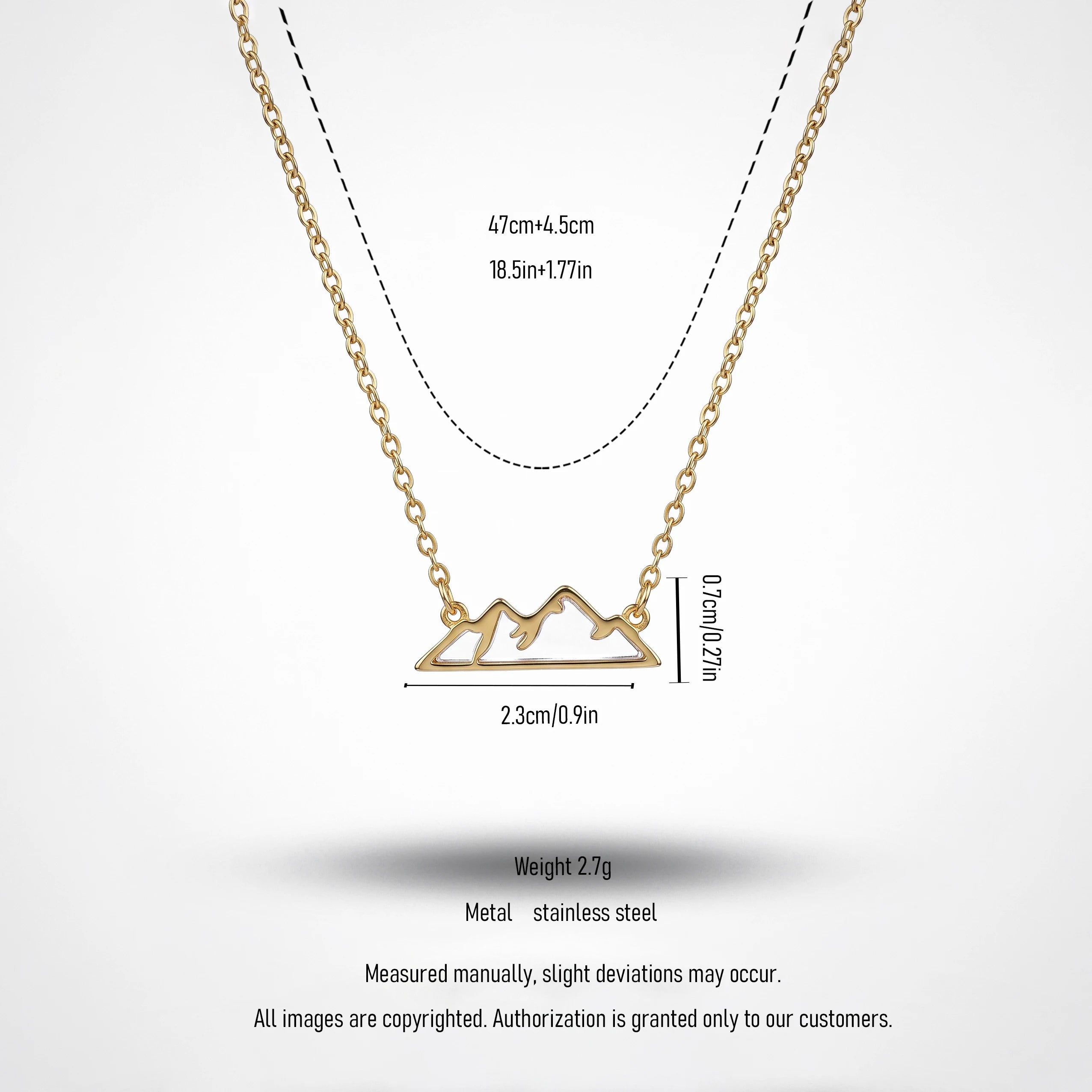QIAOREN 13418 Stainless Steel Mountain Pendant Necklace Minimalist Nature Inspired Adventure Jewelry for Women