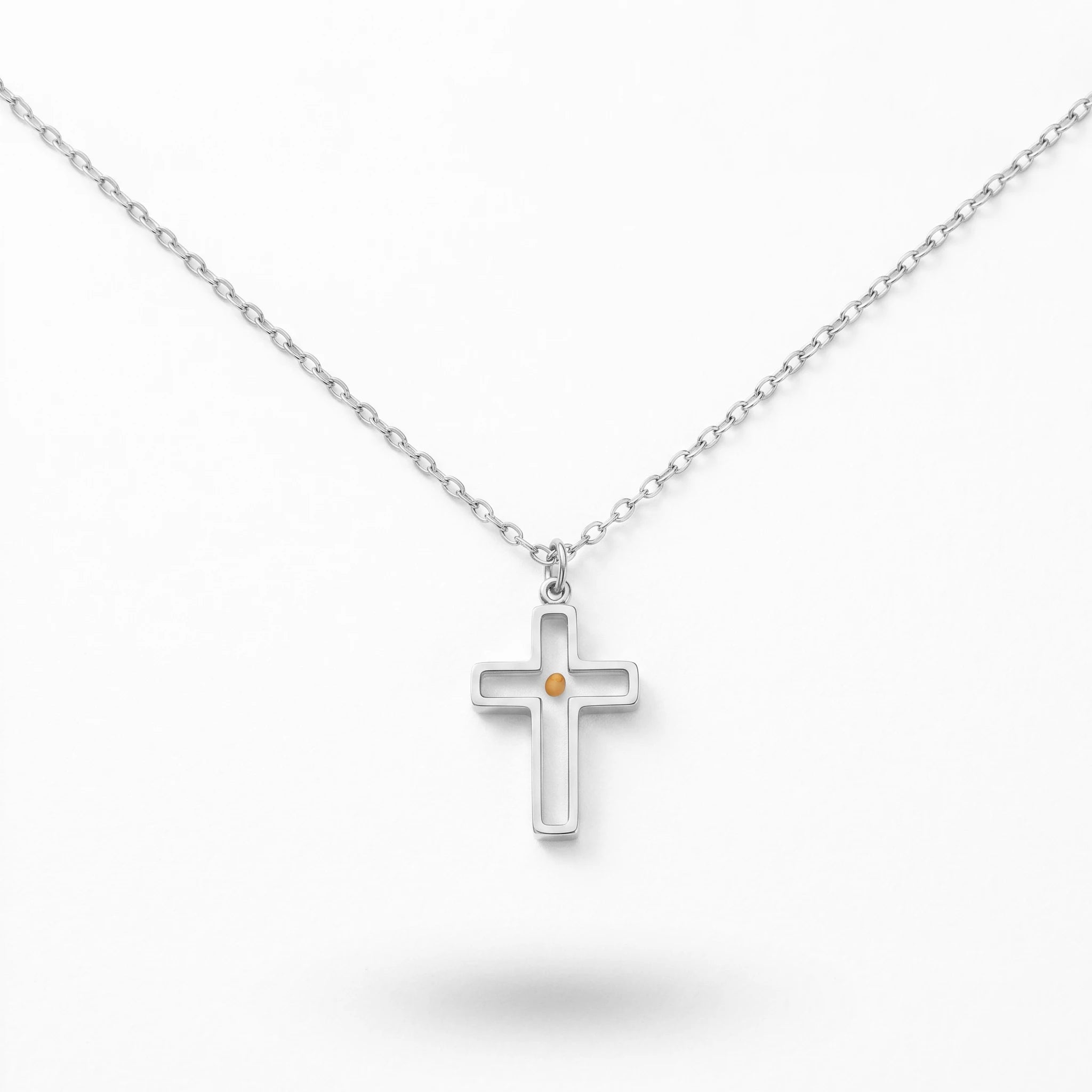 QIAOREN 13426 Stainless Steel Cross Pendant Necklace Gold Silver Minimalist Religious Faith Jewelry for Women