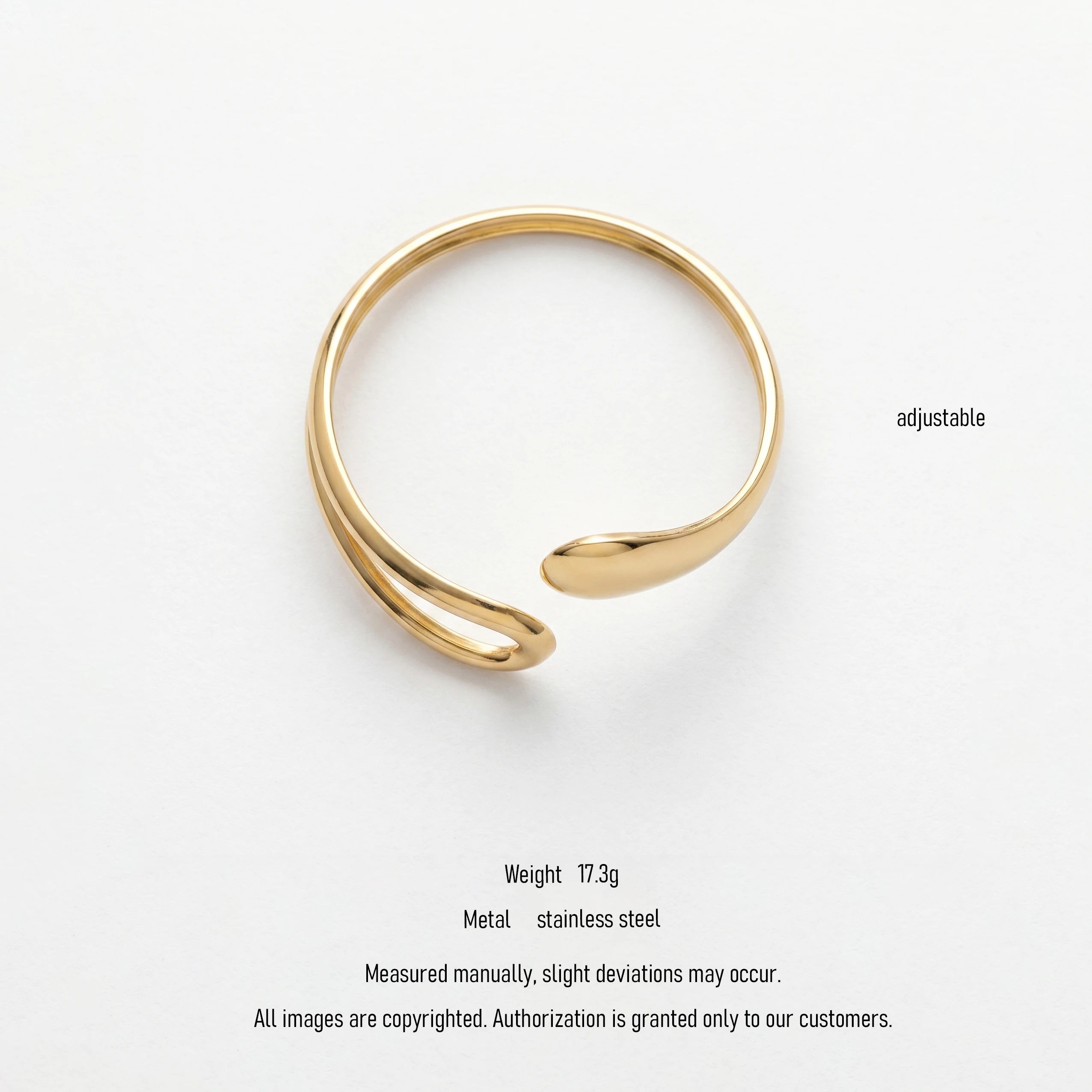 QIAOREN 10995 Luxury Organic Shape Gold Cuff Bracelet Stainless Steel Adjustable Open Bangle for Women Beach Jewelry