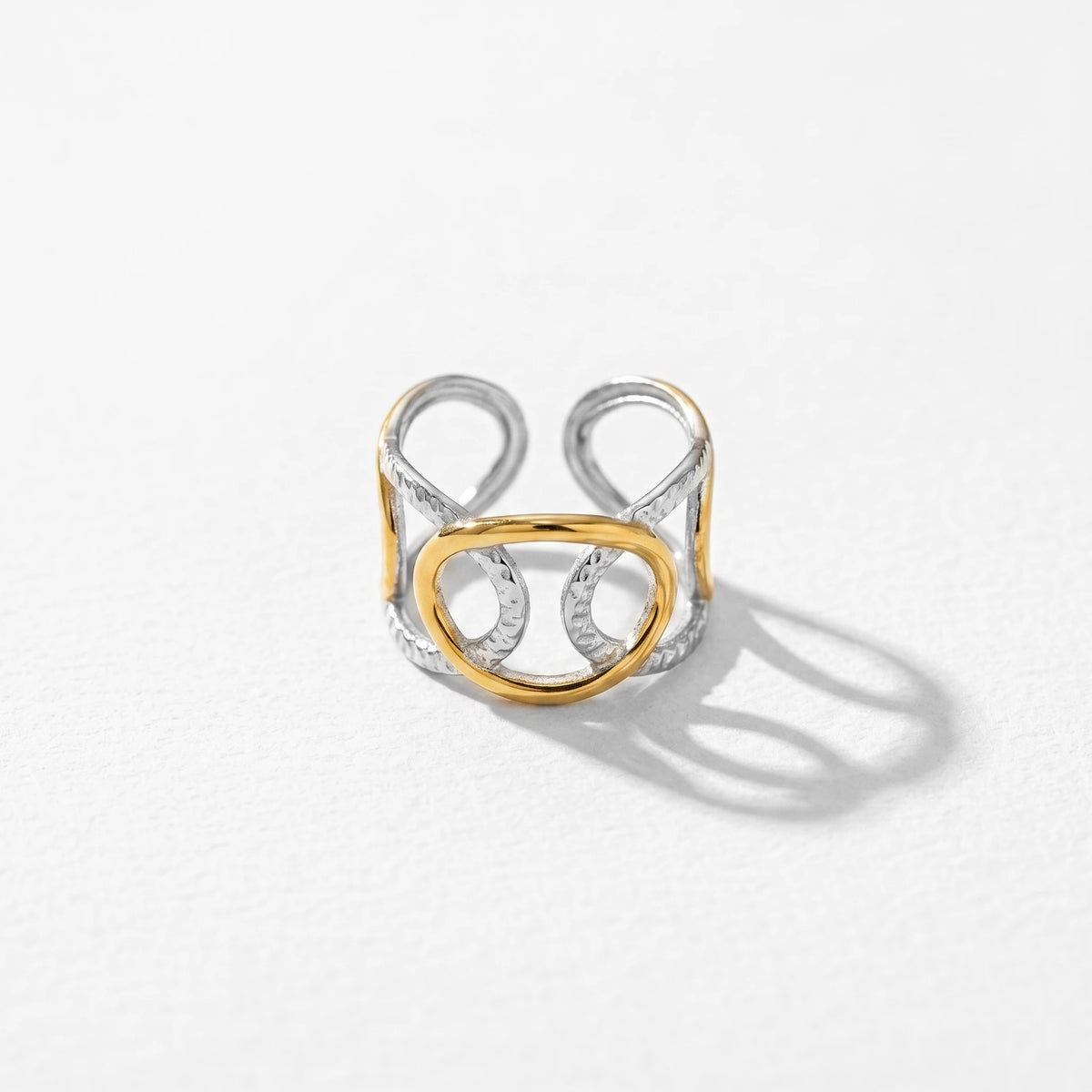 QIAOREN 13031-35 Gold Silver Plated Adjustable Open Stack Ring Set for Women Minimalist Geometric Statement Rings