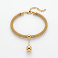 QIAOREN 13292 Gold Plated Stainless Steel Mesh Bracelet Ball Charm Chain Bracelet Minimalist Statement Jewelry for Women