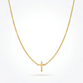 QIAOREN 10539 Trendy Women's Stainless Steel Gold Plated Cross Pendant Necklace with Vertical Cross Design